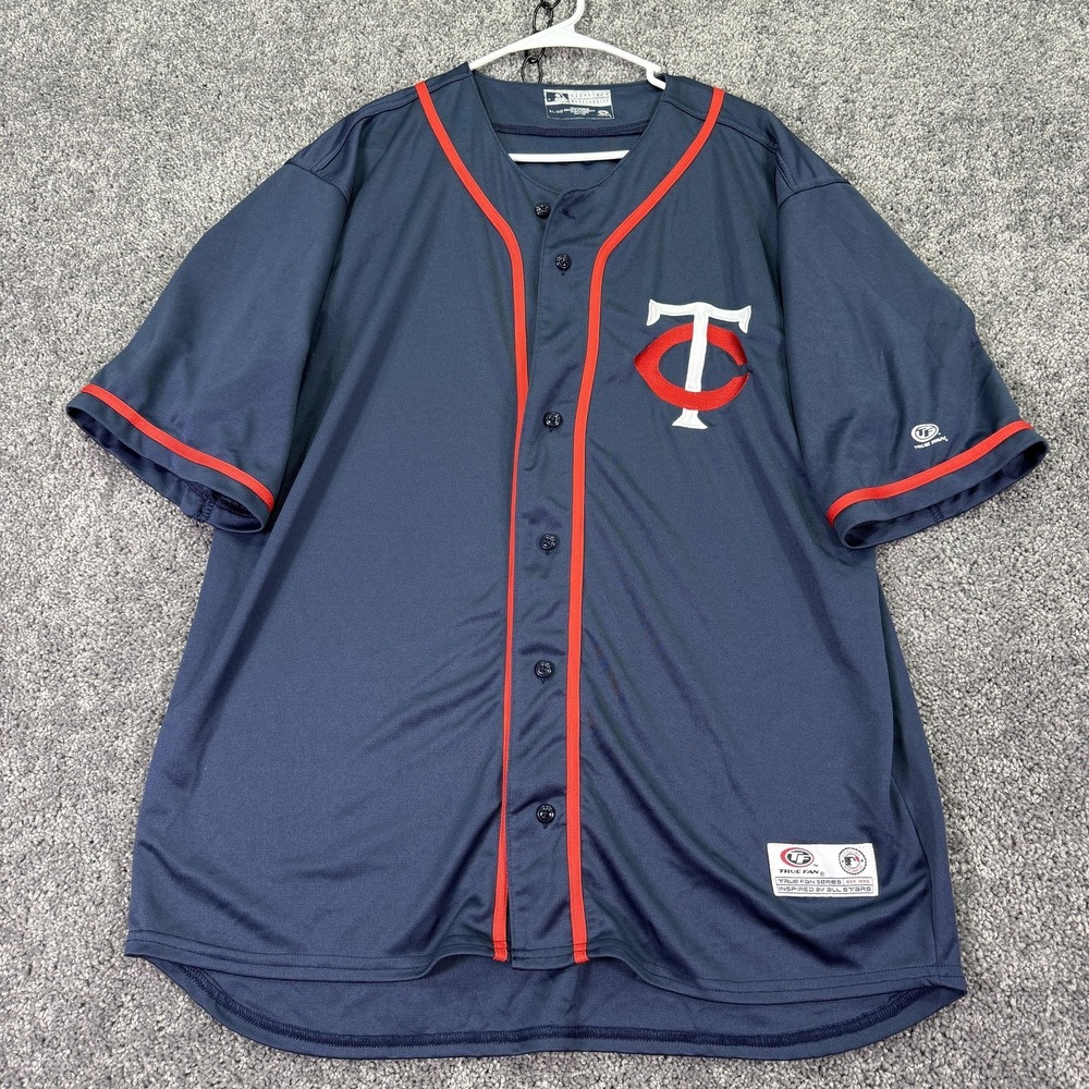 Minnesota Twins Jersey Mens XL Blue MLB Baseball True Fan Button Front TC Logo